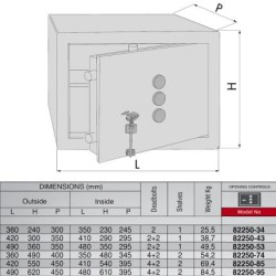 Χρηματοκιβώτιο CISA 82250/34 με Κλειδί & Μηχανικό Κωδικό